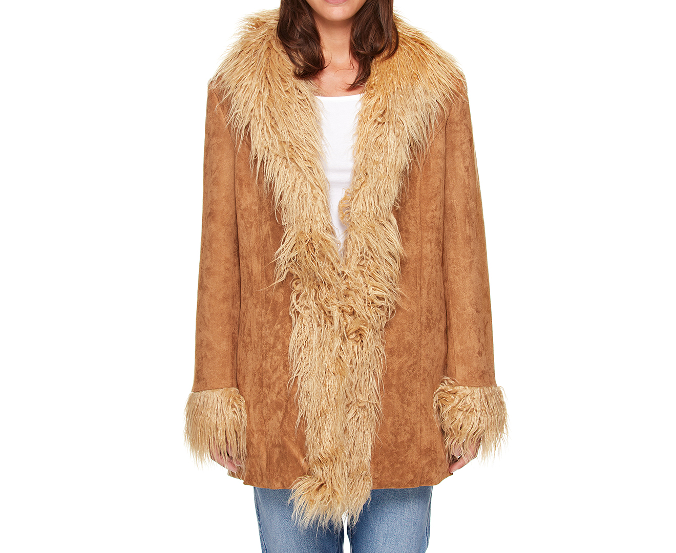 wrangler shag coat toffee tan