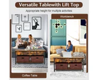 Giantex Lift Top Coffee Table Pop-up Central Storage Table w/Lifting Tabletop & Drawers Dining Table Rustic Brown