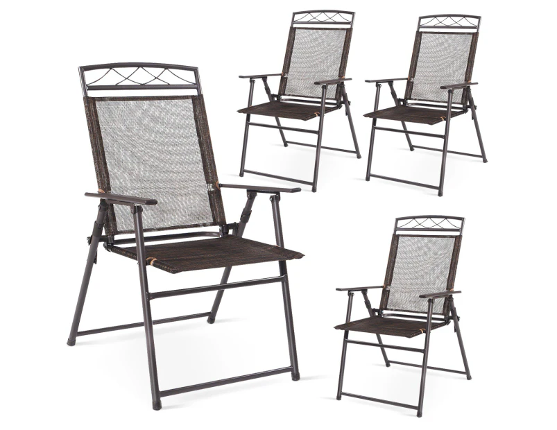 Costway 4x Outdoor Dining Chairs Folding Patio Bistro Set Cast Iron Backyard Garden Furniture