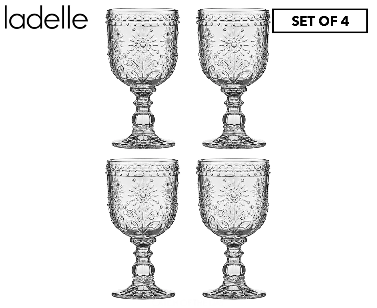 4PK Ladelle Sunflower Goblet 260ml Cocktail Glass Water/Wine Glassware Clear