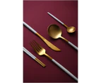 Cadence & Co. 30-Piece Hemingway Cutlery & Chopstick Set - Matte White/Gold
