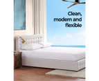 Levede Gas Lift Tufted Fabric King Bed Frame Beige