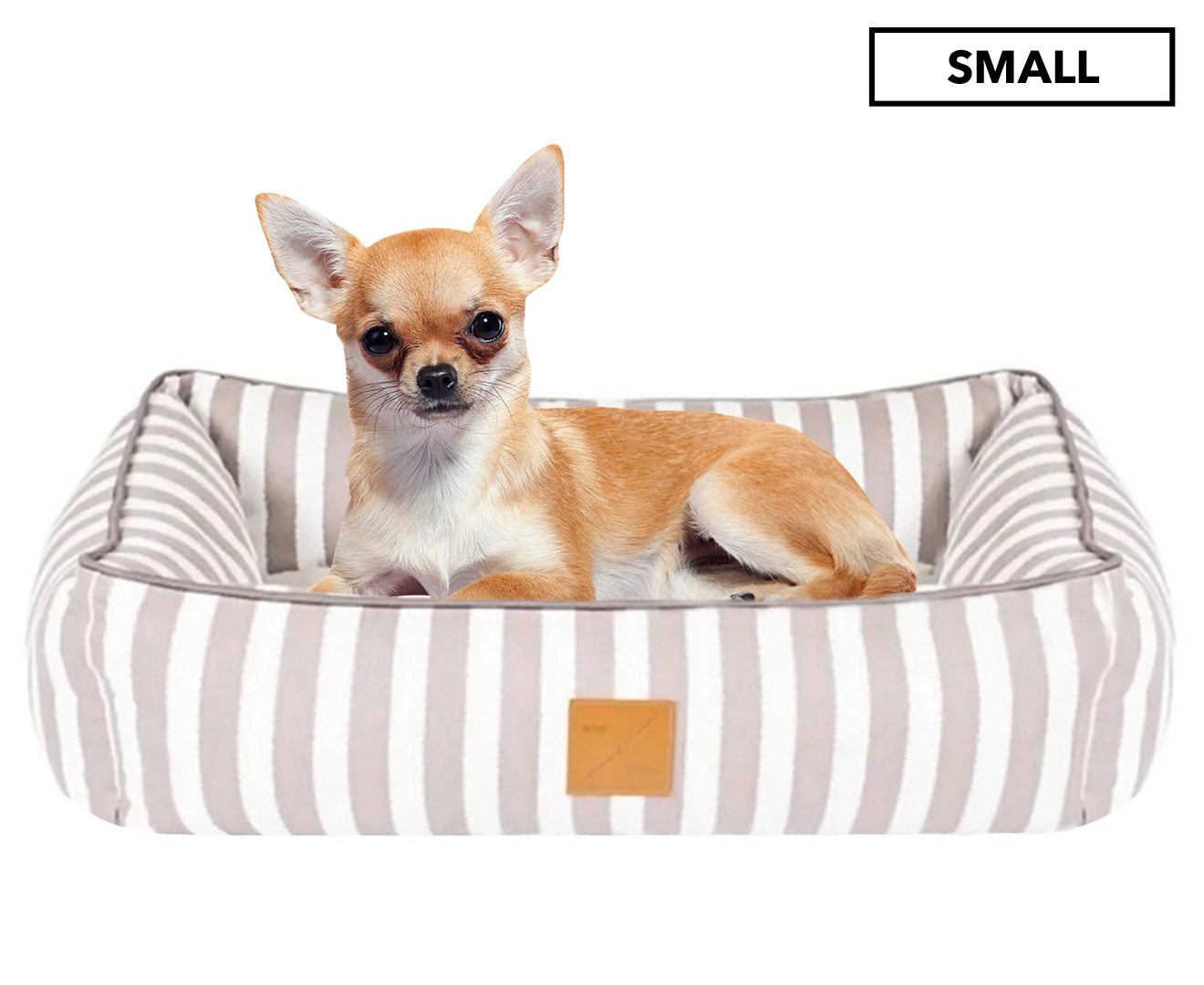 Mog & Bone Bolster Dog Bed Latte Hampton Stripe Small