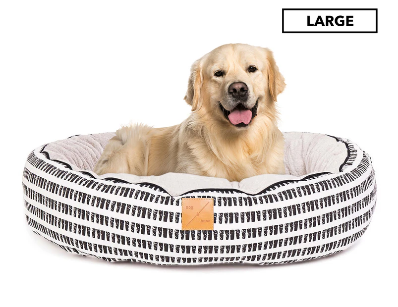 Mog & Bone Large 4 Seasons Reversible Circular Dog Bed - Black/White/Mosaic