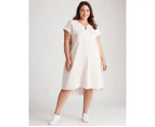 Beme Extended Sleeve Zip Front Pocket Dress - Womens - Plus Size Curvy - Natural