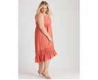 Beme 					Beme Strappy Woven Dress - Womens - Plus Size Curvy - Coral