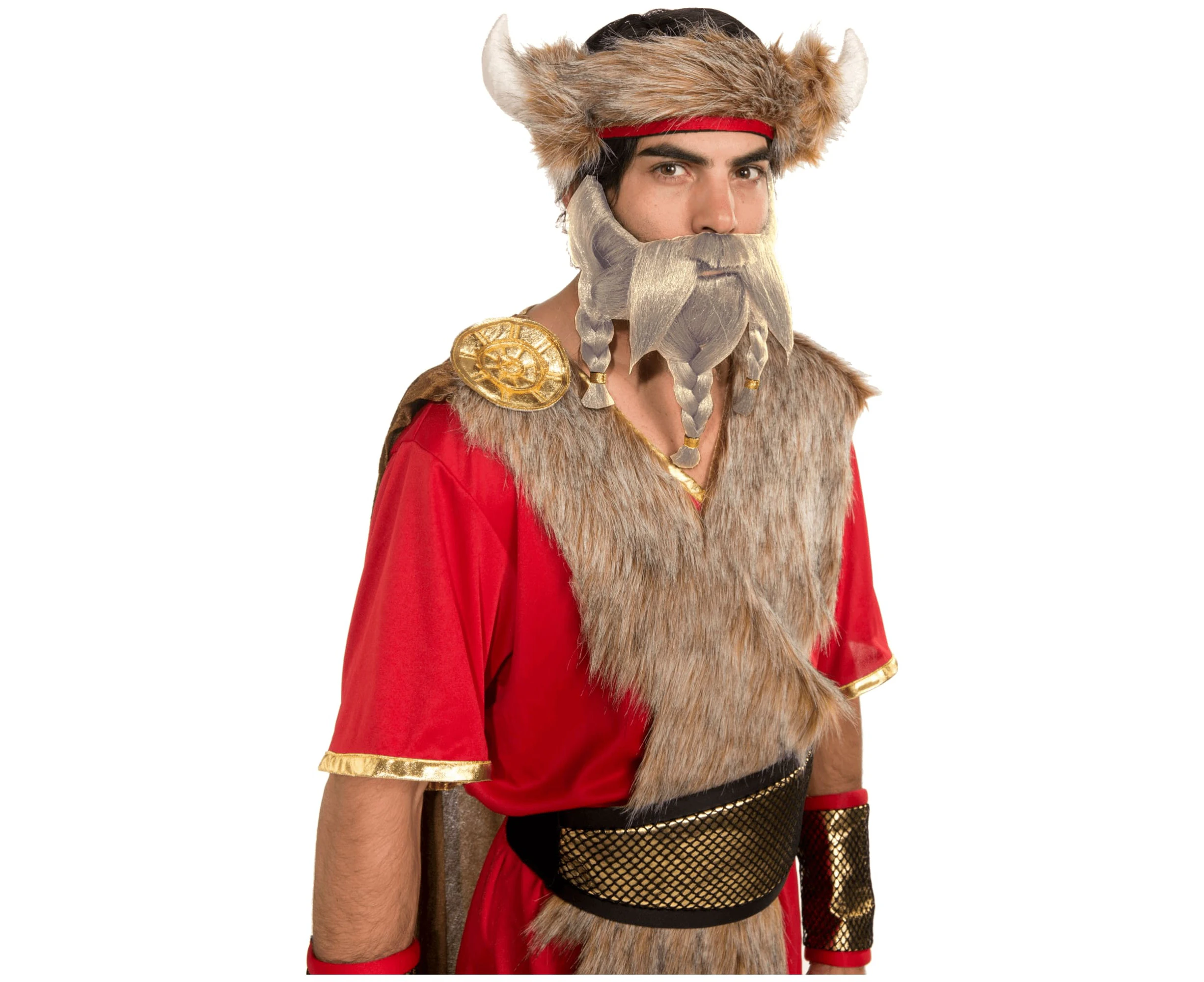 Warrior King Viking Medieval Norse Barbarian Men Costume Blonde Beard Moustache