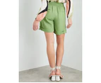 Rockmans Shirred Waist Patch Pocket Cuffed Shorts - Womens - Sage