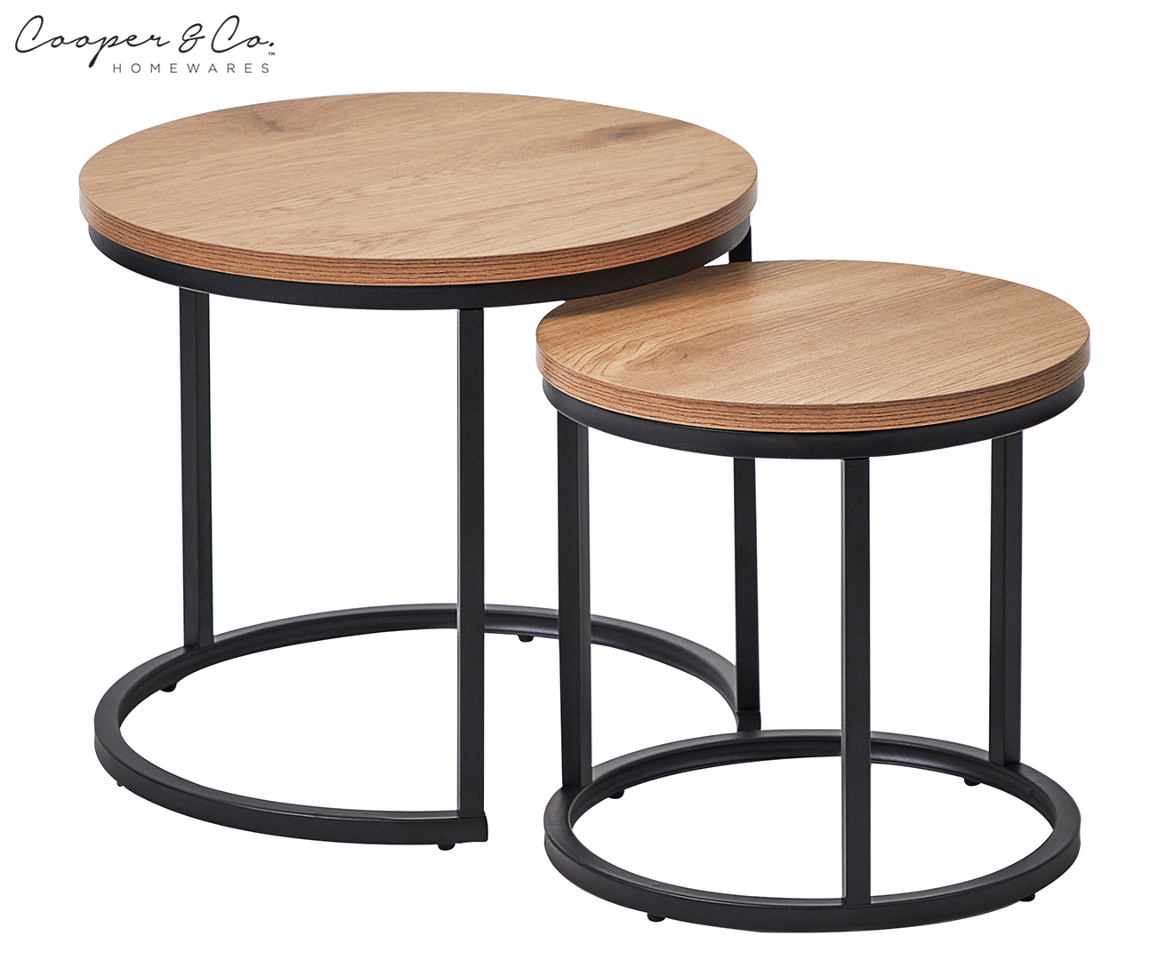 Modern Nesting Sonoma Coffee Table Set - Black Metal Legs - Cooper & Co.