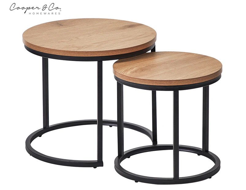 Cooper & Co. 2-Piece Nesting Sonoma Side Table Set - Natural/Black
