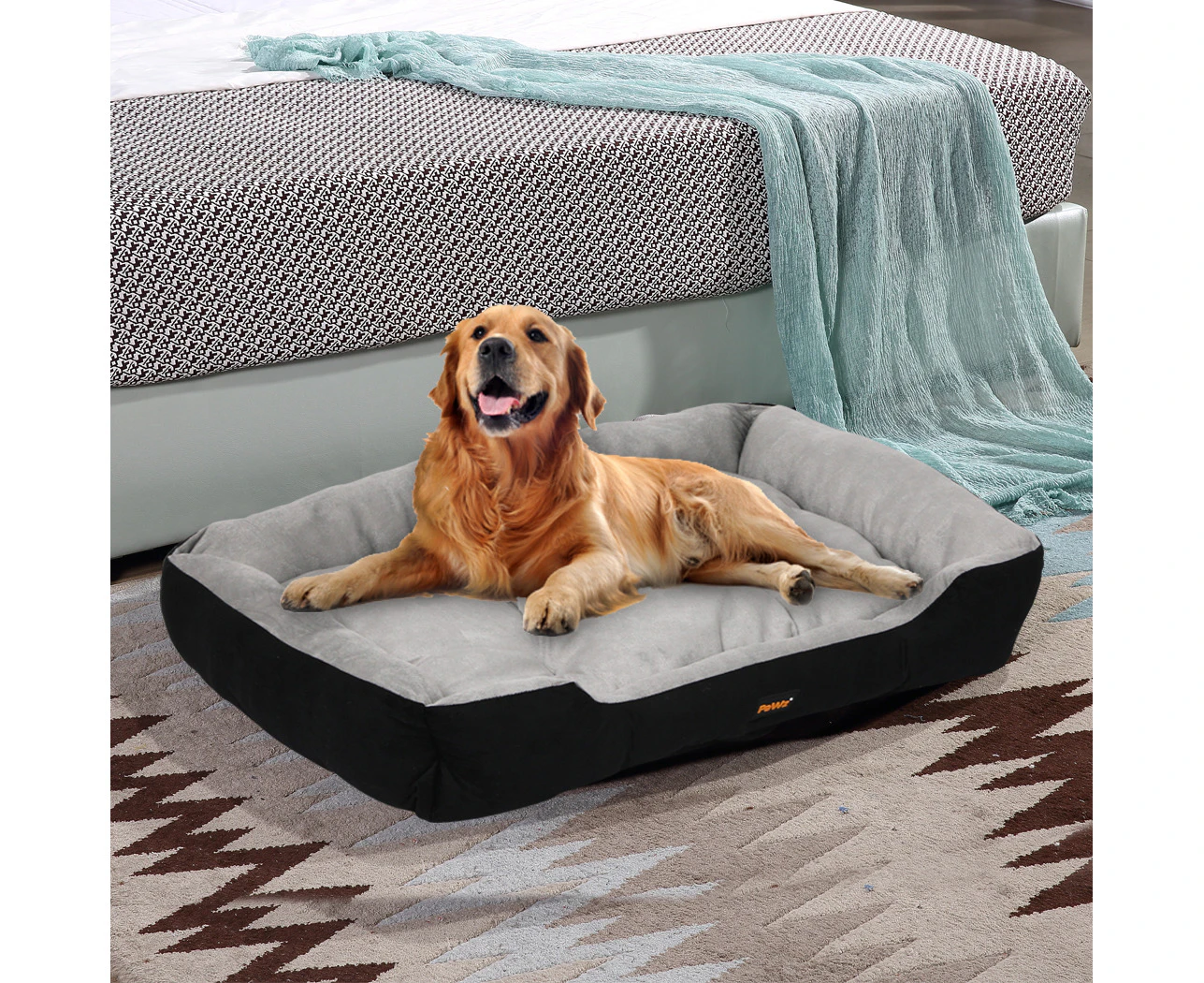 Pawz Pet Bed Dog Cat Calming Beds Warm Soft Plush Washable Cushion Black XL