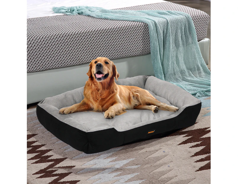 Pawz Pet Bed Dog Cat Calming Beds Warm Soft Plush Washable Cushion Black XL