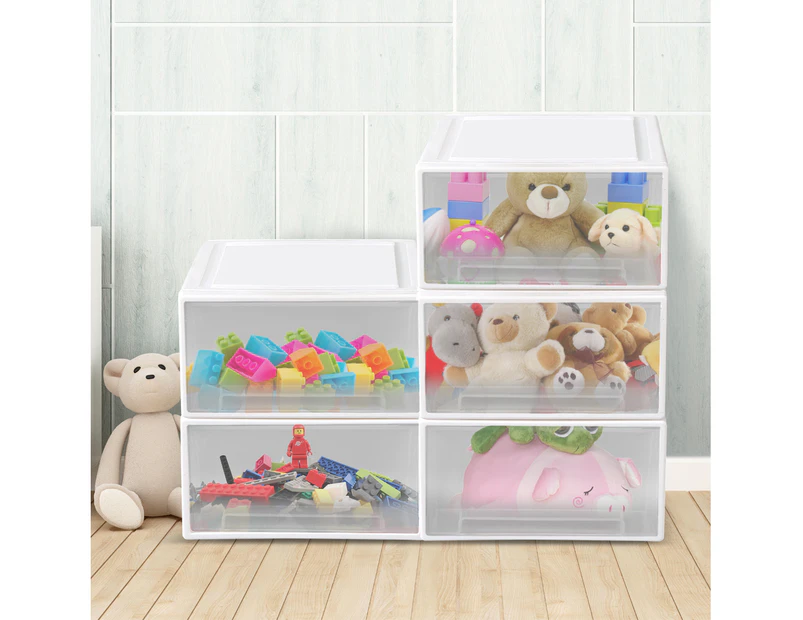 Kids Toy Box Stackable Storage Drawers Palstic Clothes Organiser Container 5Tier