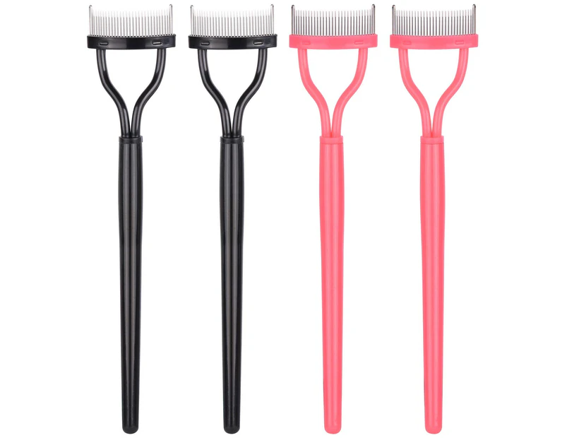 4 Pcs Curved Eyelash Comb Mascara Separator Metal Teeth Lash Curler Eyebrow Definer Makeup Grooming Brush
