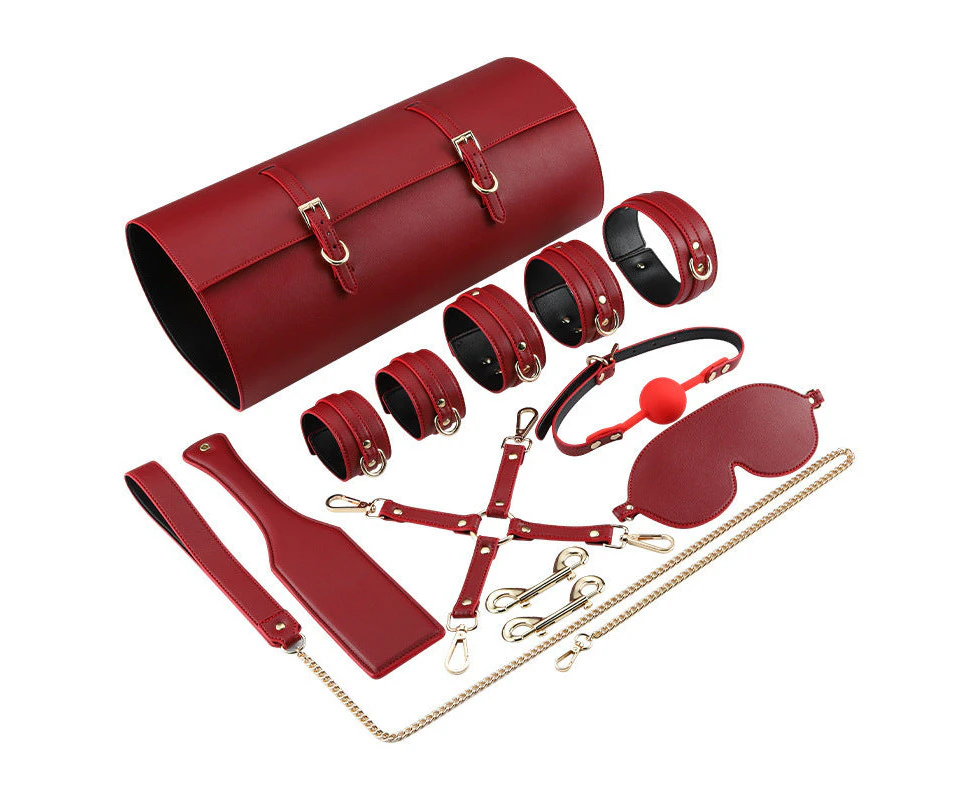 RY BDSM Luxury Fetish Restraint Bondage Kit 6 Pcs - Red with Bag