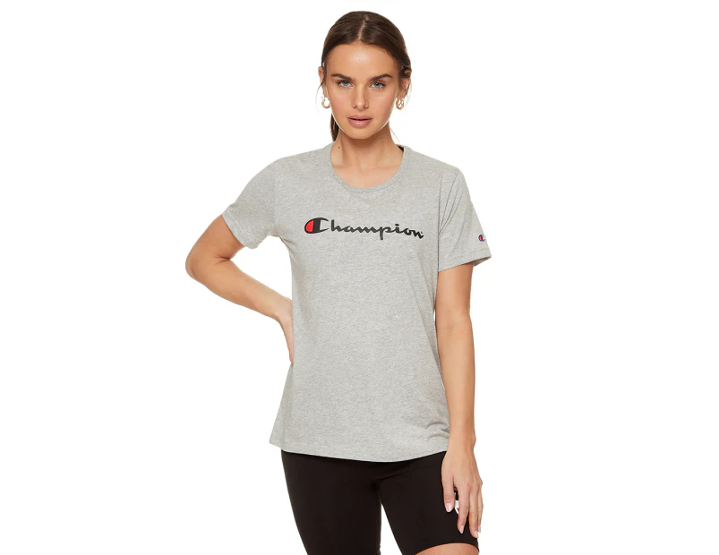 Champion Women's Script Tee / T-Shirt / Tshirt - Oxford Heather
