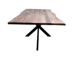 Lantana 7pc 180cm Dining Table 6 Black Wishbone Chair Set Live Edge Acacia Wood