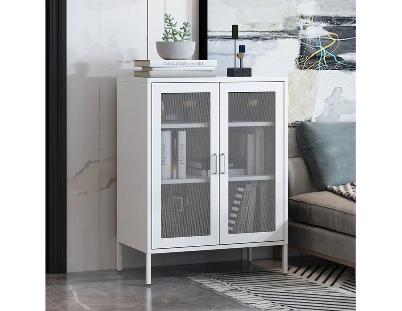 Levede Storage Cabinet Steel Kitchen Cupboard Metal Bookcase Filing Office White