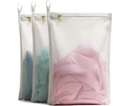 Delicates Laundry Bags, Bra Fine Mesh Wash Bag for Underwear, Lingerie, Bra, Pantyhose, Socks, Use  Zipper, Have Hanger Loops, (White, 3 Large)