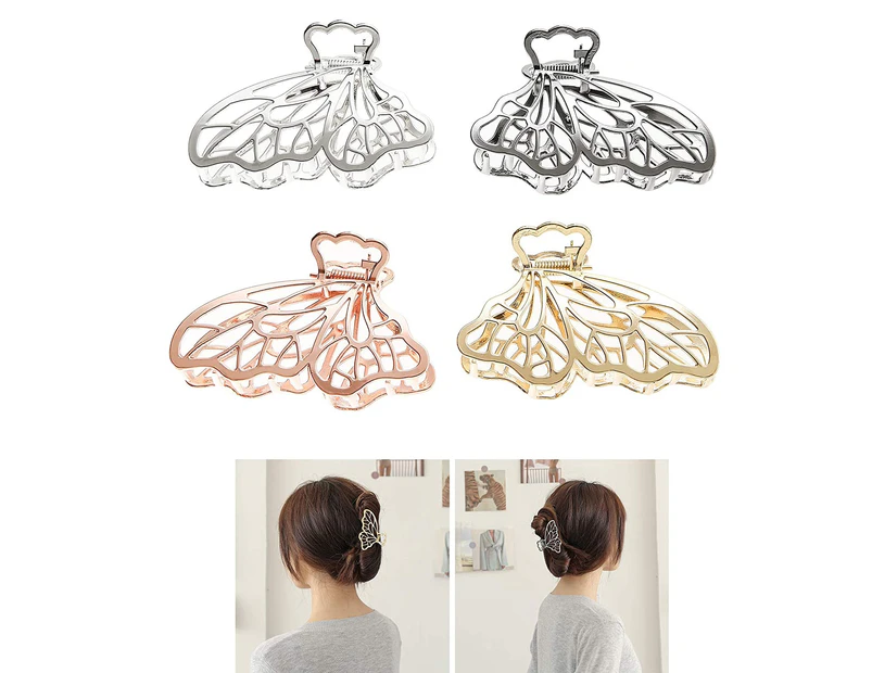 Butterfly Metal Hair Claw Clips Large Silver Hair Clip for Women Non-Slip Rose Gold Hair Clips Styling Accessories