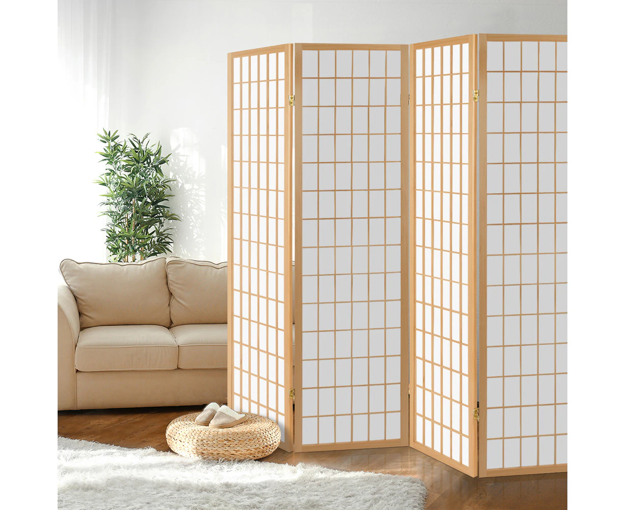 Artiss 4 Panel Room Divider Screen 174x179cm Natural