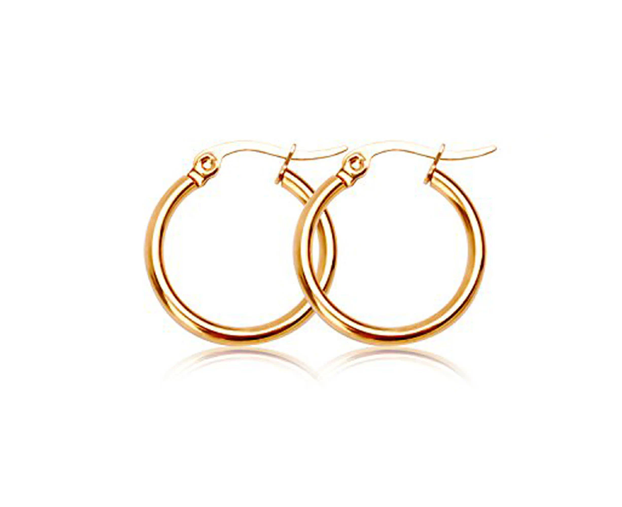 18k Gold Silver Plated Huggie Hoop Sleeper Earrings - Gold