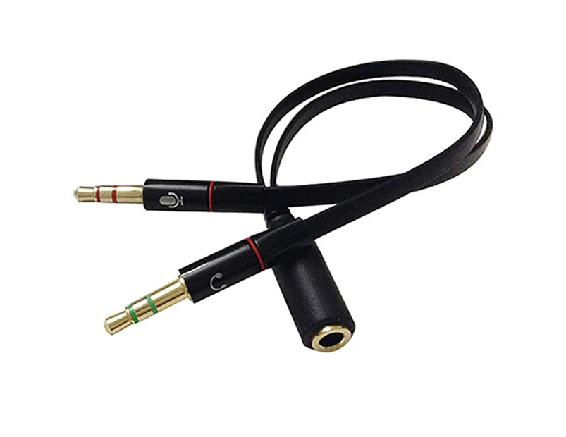 3.5mm Audio Mic Y Splitter Cable Headphone Adapter Female fo 2 Male Adapter-Black