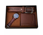 One Set Men's Watch Waist Belt Wallet Gift Set Men Fashion Accessories Gift for Father's Day - White