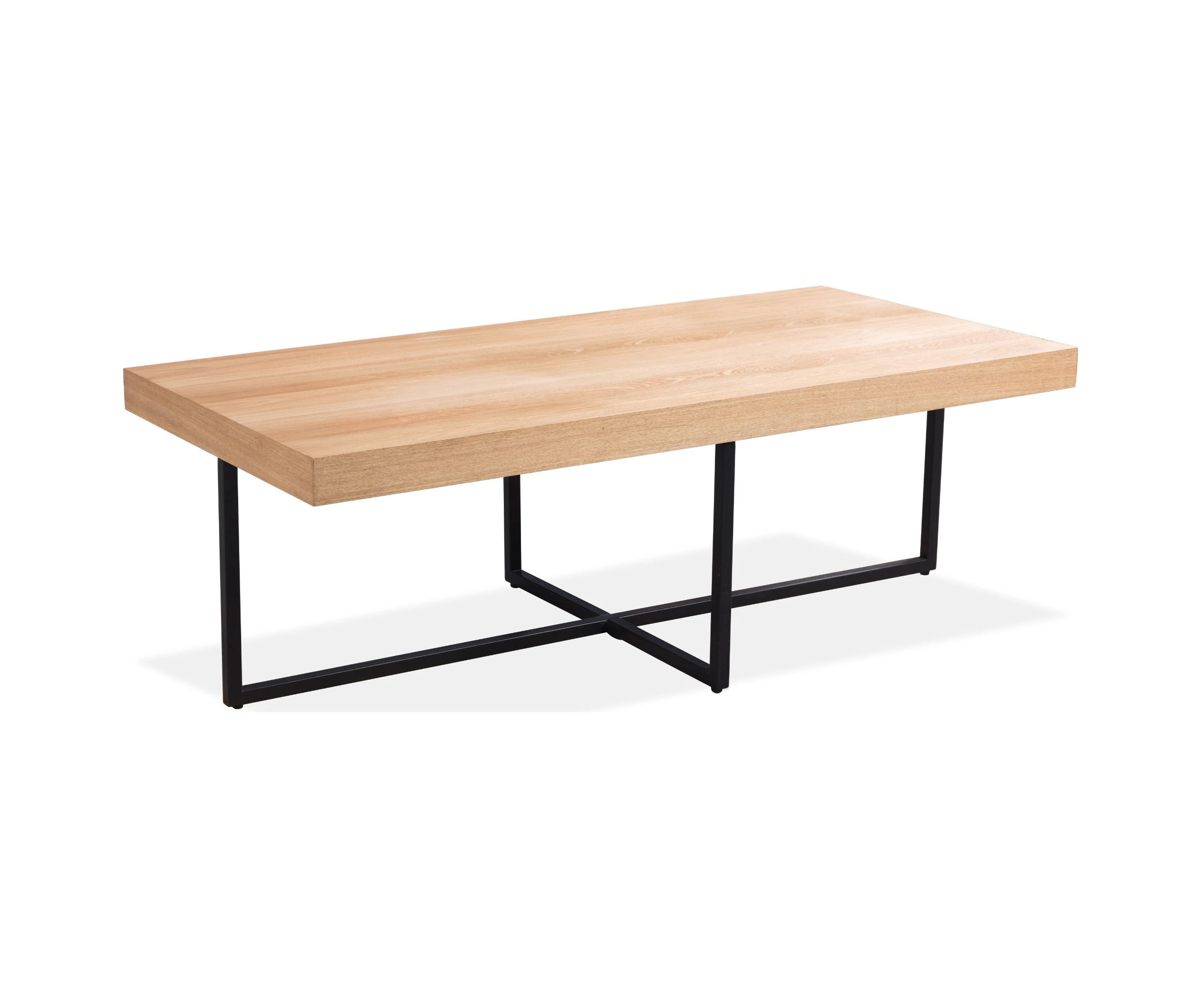 Petunia  Coffee Table 120cm Elm Timber Wood Black Metal Leg - Natural