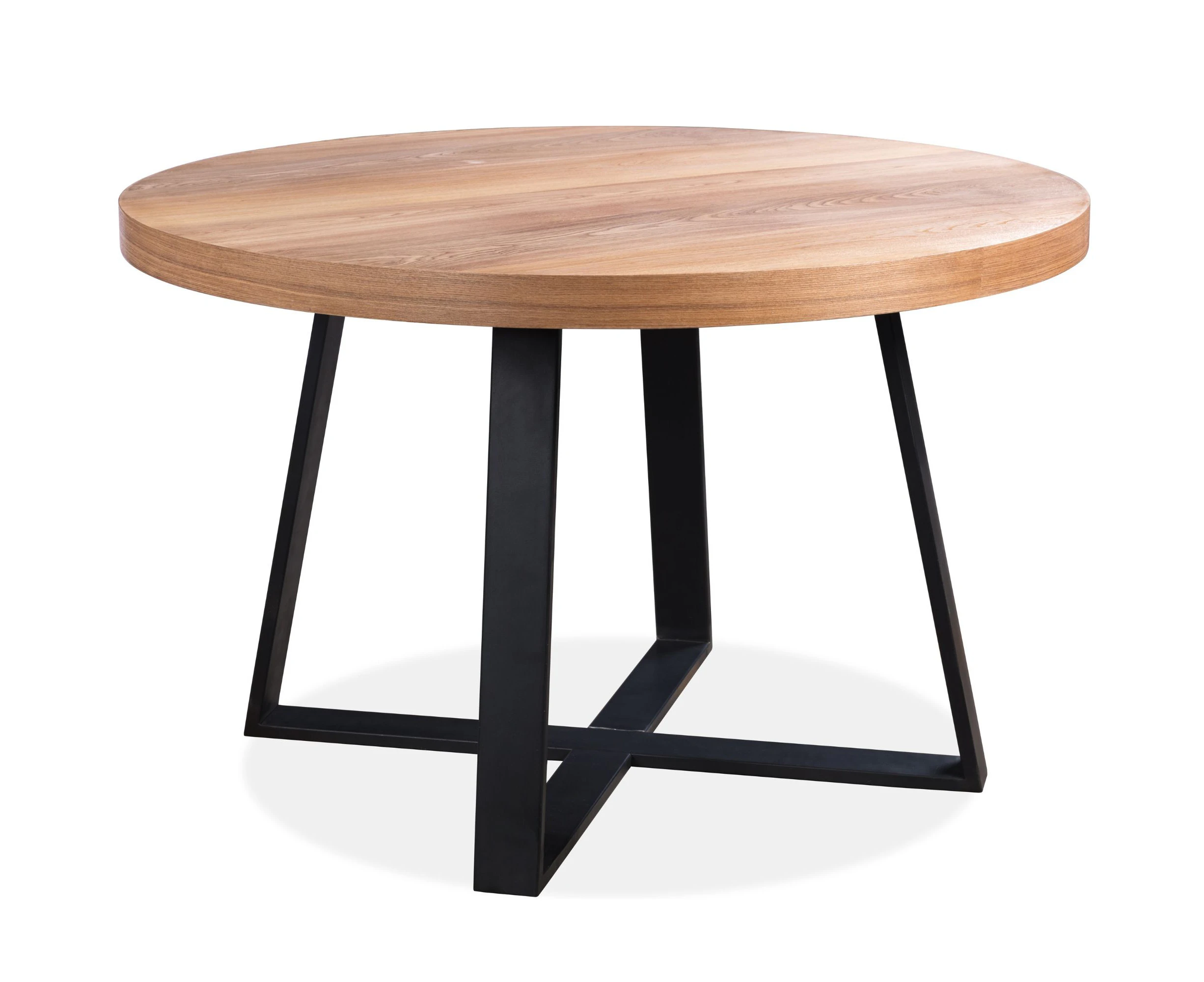 Petunia  Round Dining Table 120cm Elm Timber Wood Black Metal Leg - Natural