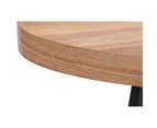 Petunia  Round Dining Table 120cm Elm Timber Wood Black Metal Leg - Natural