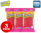 3 x Sponge Mommy Essentials Dual-Sided Scrubber + Sponge - Pink