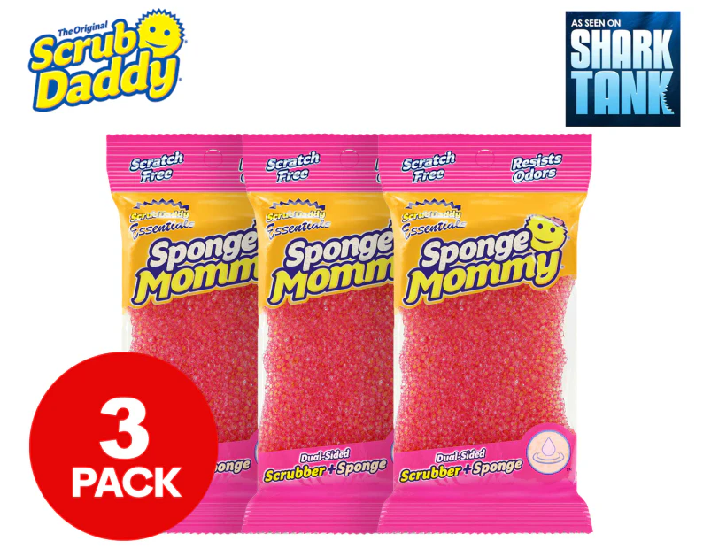 3 x Sponge Mommy Essentials Dual-Sided Scrubber + Sponge - Pink