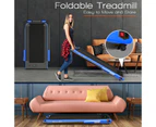 Costway 2in1 Electric Desk Treadmill 12kmh APP Folding Running Machine Home Gym Walking Pad w/LED Display & Bluetooth Speaker, Blue