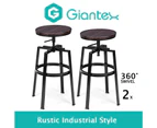 Giantex 2PCS Bar Stool Counter Height Bar Chairs Round Wooden High Seat for Kitchen Cafe Brown