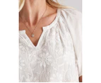 Millers Short Sleeve Cotton Broderie Front Blouse - Womens - Schiffly