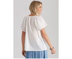 Millers Short Sleeve Cotton Broderie Front Blouse - Womens - Schiffly