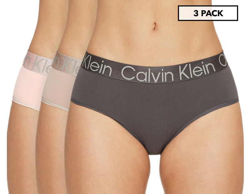 Calvin Klein Women's Blush Micro Mid-Rise Bikini Brief 3-Pack - Ashford  Grey/Nymph's Thigh/Honey Almond 