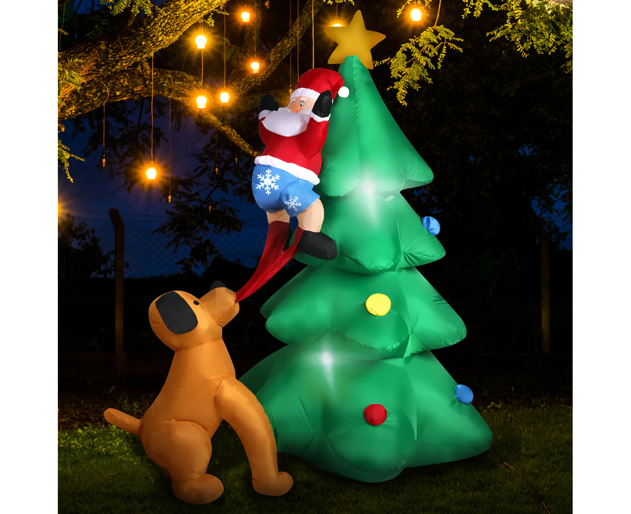 Santaco Inflatable Christmas 1.8M Outdoor Decorations Santa LED Lights Xmas