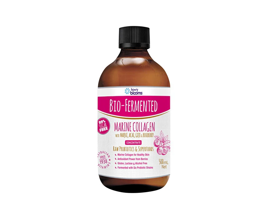 Henry Blooms BioFermented Marine Collagen Concentrate (with Maqui, Acai, Goji & Blueberry) 500ml