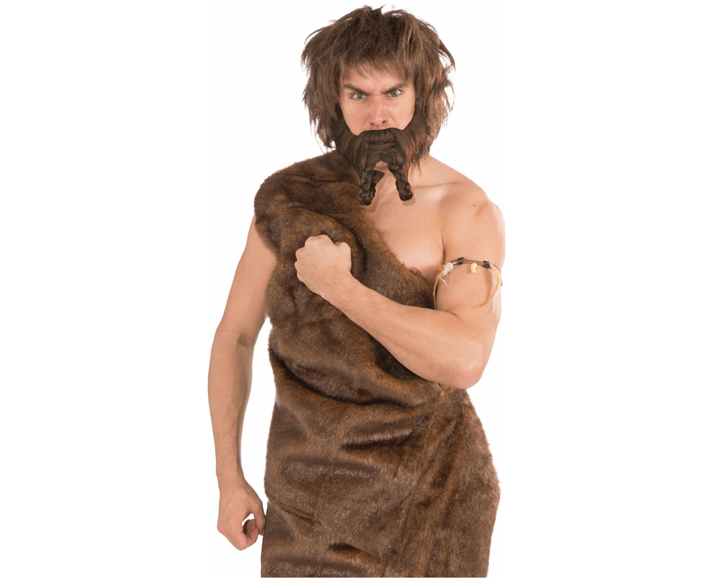 Viking Raider Medieval Norse Warrior Barbarian Men Costume Brown Beard Moustache