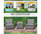 Costway 3PC Outdoor Furniture Patio Rattan Sofa Set Couch Cushion Lounge Garden Bistro Backyard