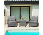 Costway 3PC Outdoor Furniture Patio Rattan Sofa Set Couch Cushion Lounge Garden Bistro Backyard