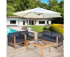 Costway 4PCS Outdoor Patio Furniture Wood Lounge Sofa Set Table Chairs Setting Garden Backyard Grey