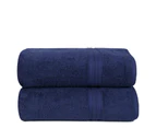 Bourgeois Bath Sheets / Extra Large Bath Towels (Pack of 2) - Navy Blue