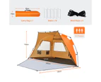 Costway Instant Pop-up Beach Tent 4 Person Foldable Beach Shade Canopy Outdoor Traveling Orange