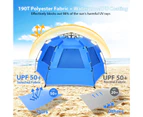 Costway Instant Pop-up Beach Tent 4 Person Foldable Beach Shade Canopy Outdoor Traveling Blue