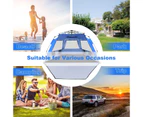 Costway Instant Pop-up Beach Tent 4 Person Foldable Beach Shade Canopy Outdoor Traveling Blue