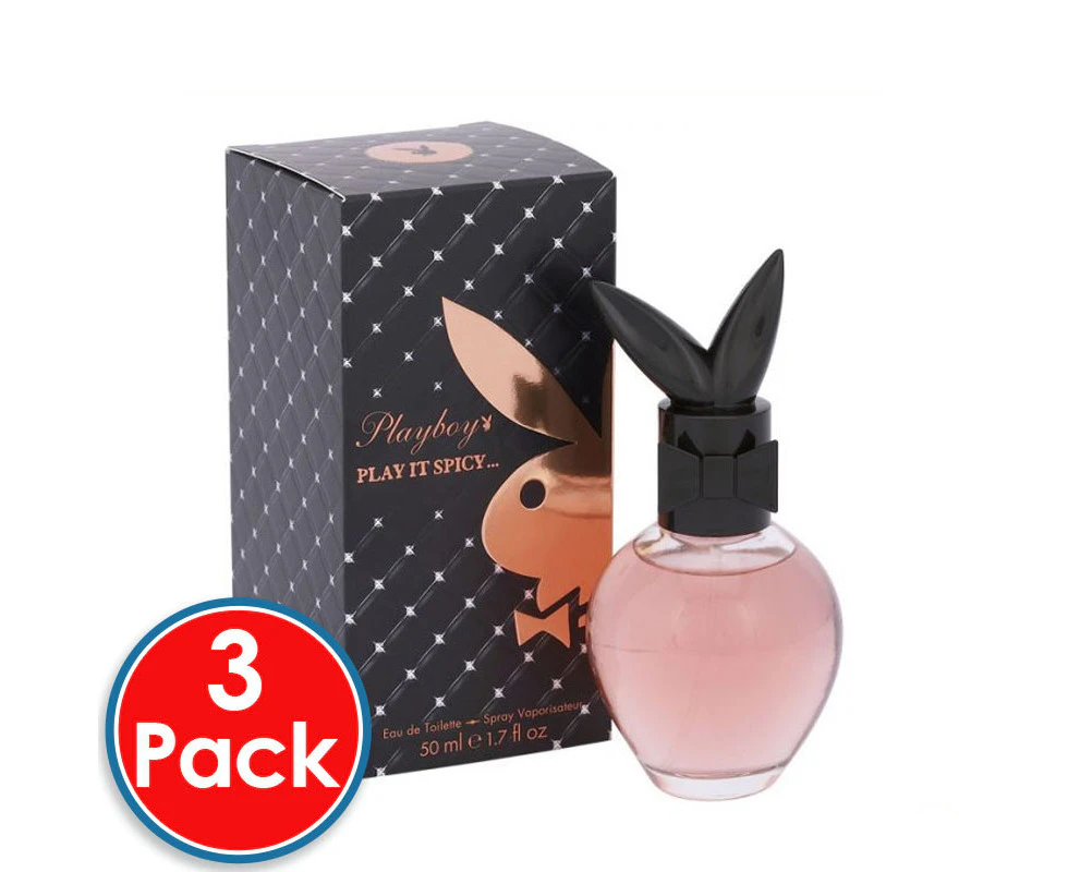 3 x Playboy Play It Spicy 50mL EDT Spray Women Rare Perfume Fragrance Genuine