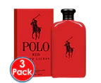 3 x Ralph Lauren Polo Red 200mL Eau De Toilette Spray Men Perfume 100% Genuine